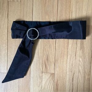 Vintage Black Evening Belt by Ray Strauss, Rhinestone ‘Buckle’ adjustable slide